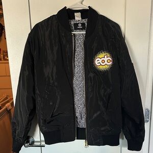Black Bomber Jacket with Logo